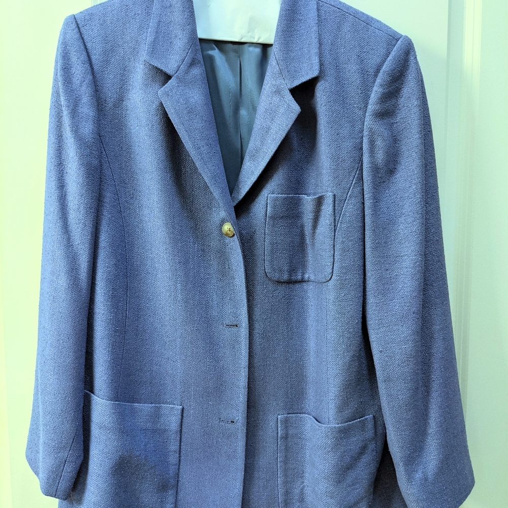 Blue Silk Weave Blazer Size 16